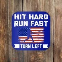 Hit Hard Run Fast Turn Left Baseball Gift Coaster thumb 0
