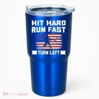 Hit Hard Run Fast Turn Left Baseball Gift Tumbler thumb 0