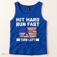 Hit Hard Run Fast Turn Left Baseball Gift Tank Top thumb 2