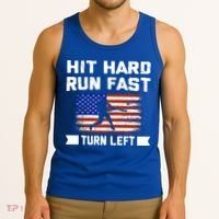 Hit Hard Run Fast Turn Left Baseball Gift Tank Top thumb 3
