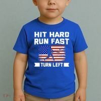 Hit Hard Run Fast Turn Left Baseball Gift Toddler T-Shirt thumb 2