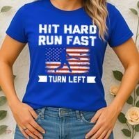 Hit Hard Run Fast Turn Left Baseball Gift Women's T-Shirt thumb 2