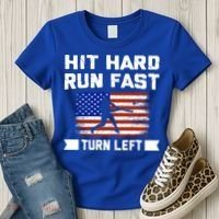 Hit Hard Run Fast Turn Left Baseball Gift Women's T-Shirt thumb 3