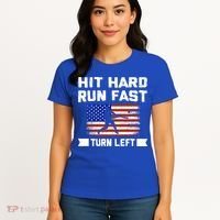 Hit Hard Run Fast Turn Left Baseball Gift Women's T-Shirt thumb 4