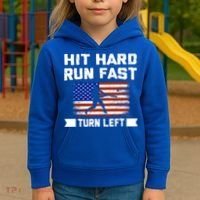 Hit Hard Run Fast Turn Left Baseball Gift Kids Hoodie thumb 3