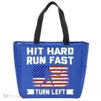 Hit Hard Run Fast Turn Left Baseball Gift Tote Bag thumb 0