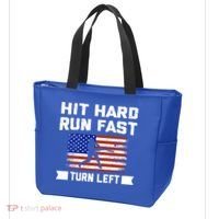Hit Hard Run Fast Turn Left Baseball Gift Tote Bag thumb 3