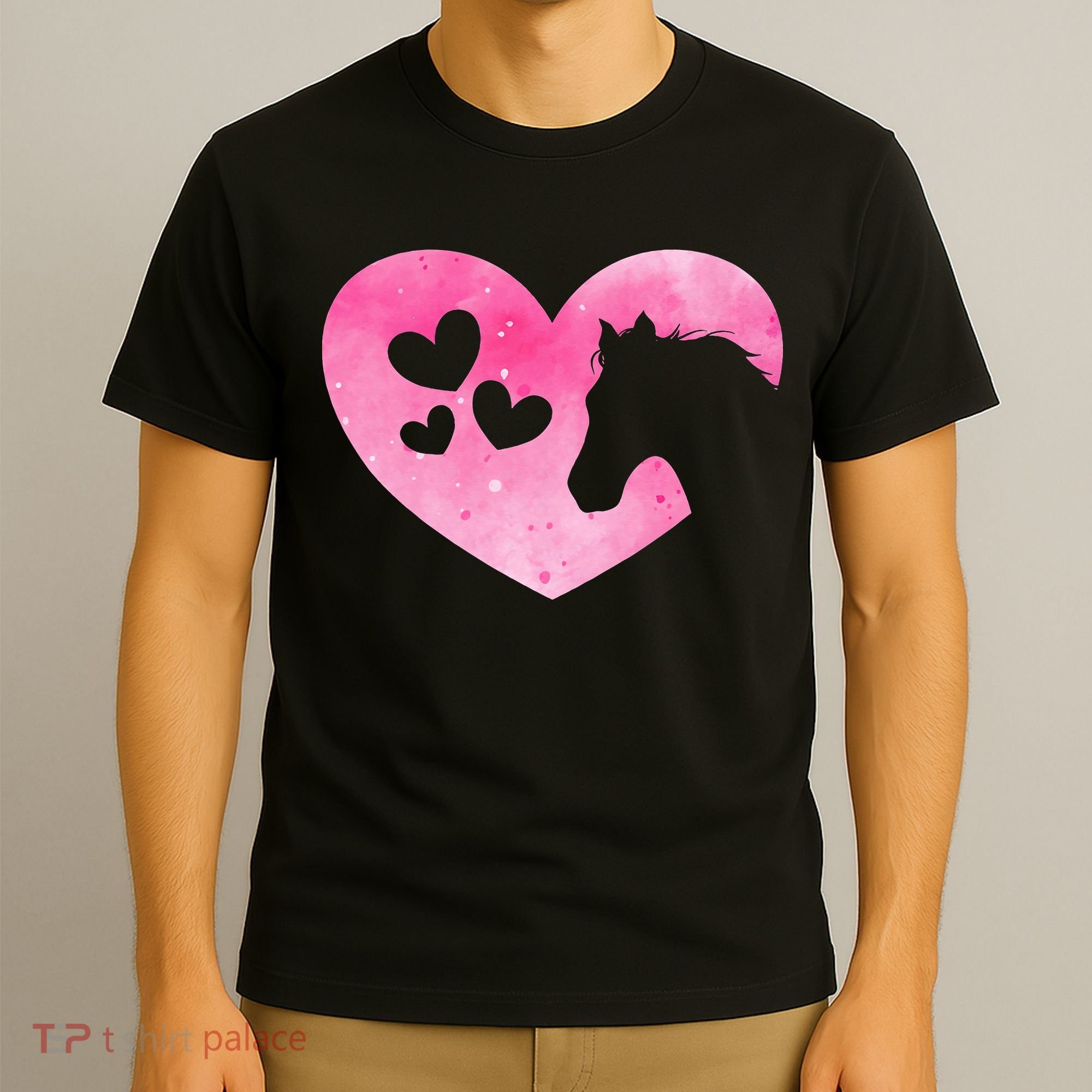 Heart Horseback Riding Cute Horse Lover Pink Horse T-Shirt