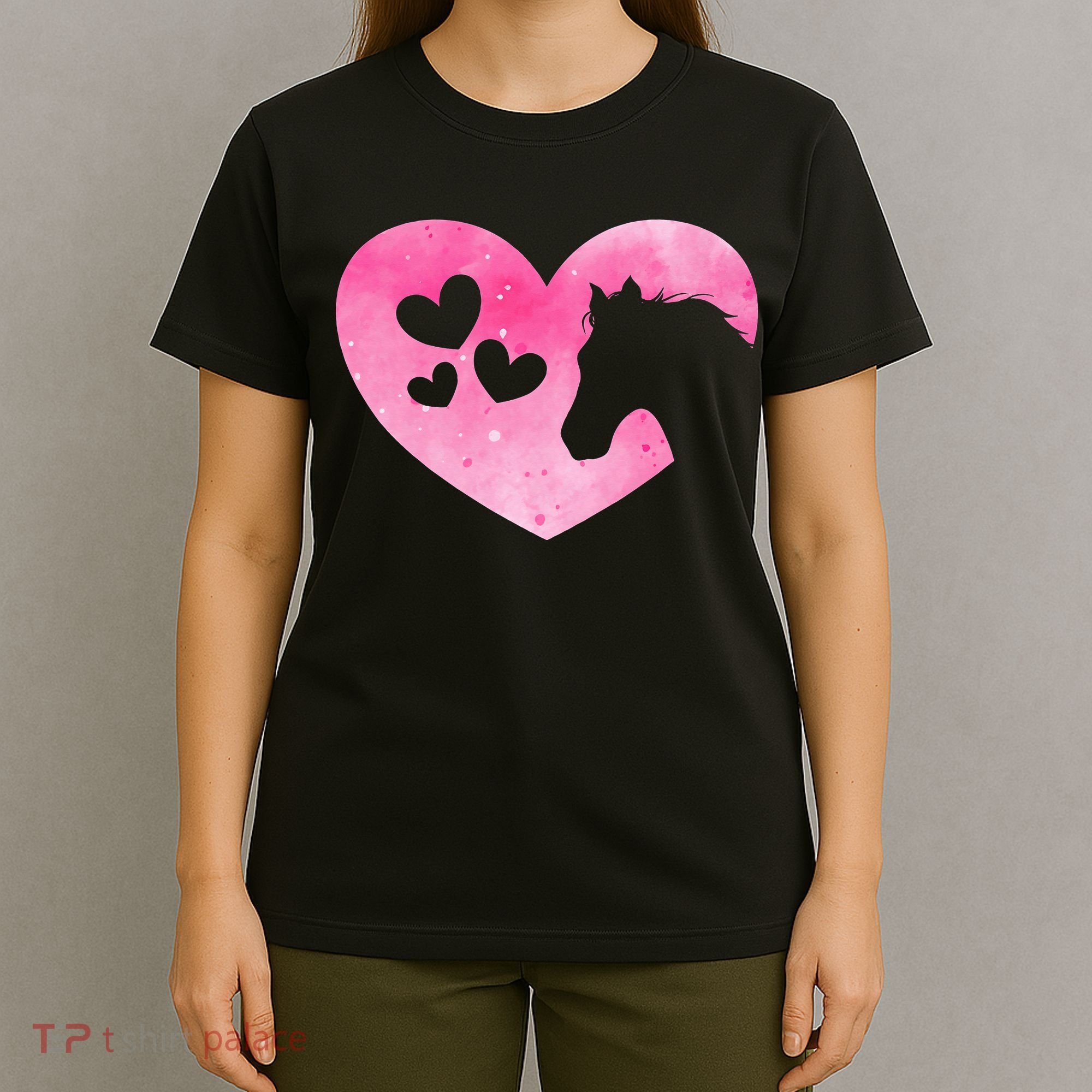 Heart Horseback Riding Cute Horse Lover Pink Horse T-Shirt