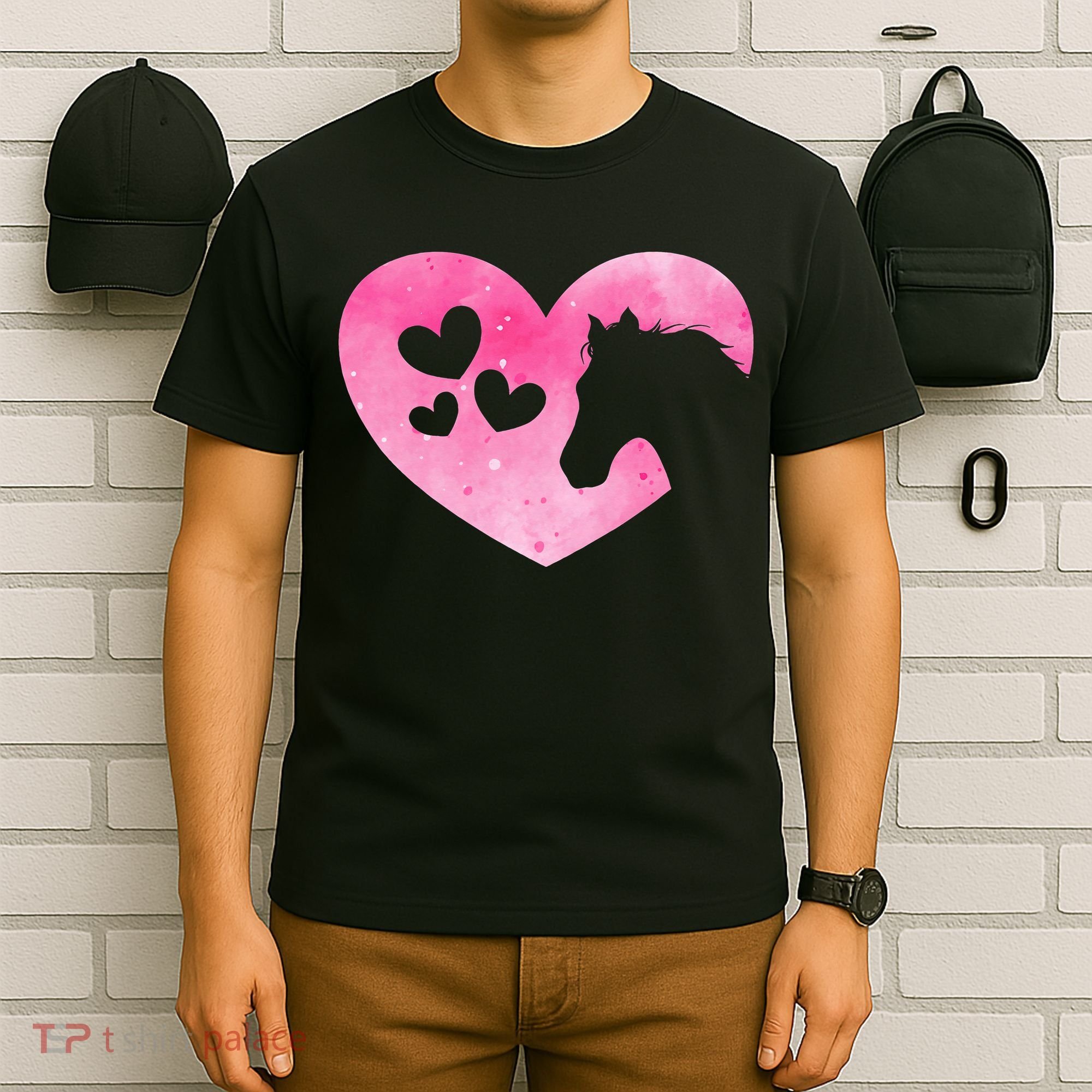 Heart Horseback Riding Cute Horse Lover Pink Horse T-Shirt