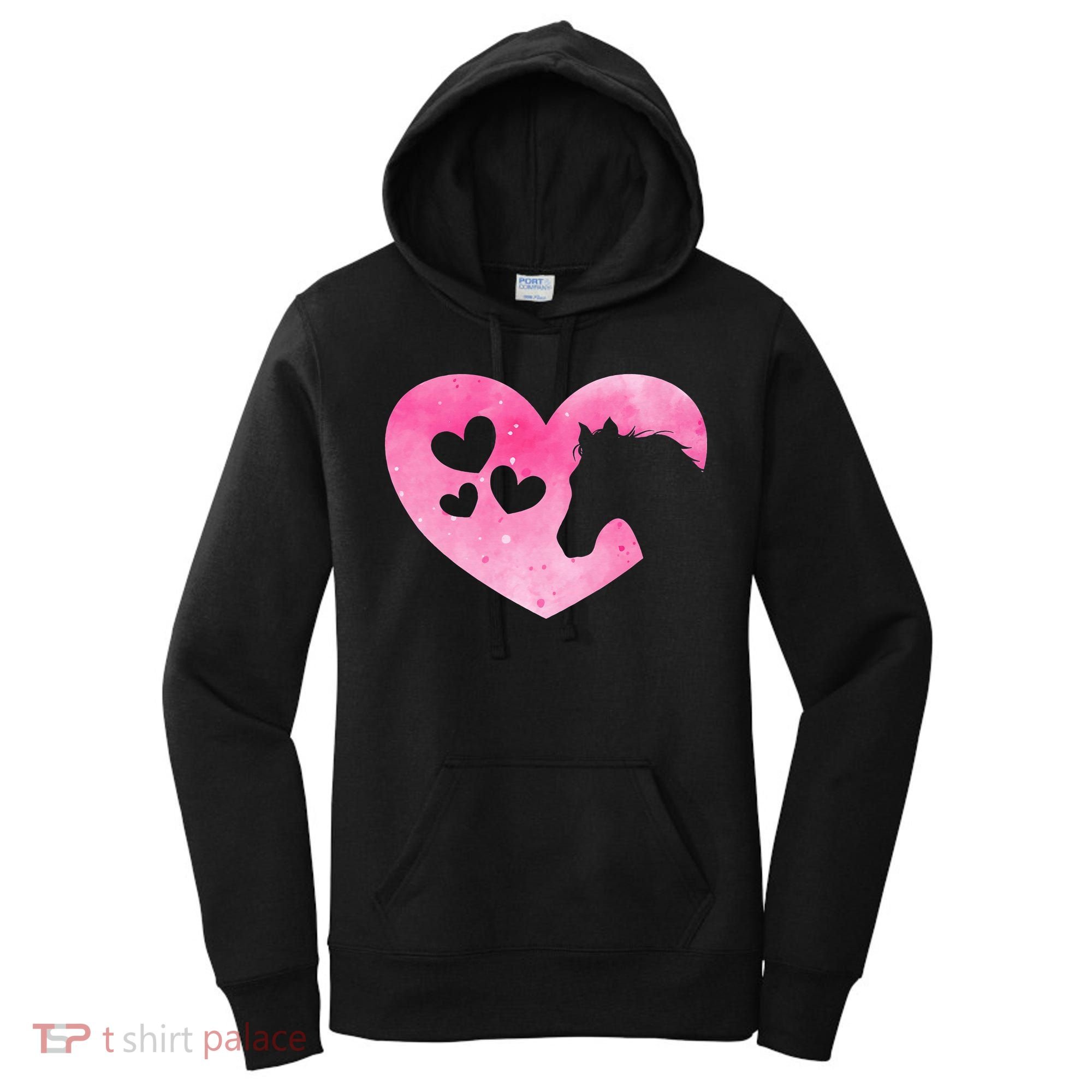 Heart Horseback Riding Cute Horse Lover Pink Horse Women's Hoodie