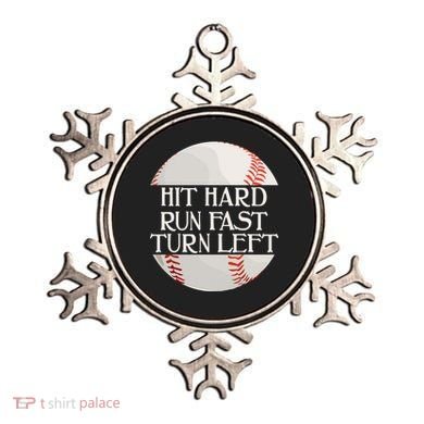 Hit Hard Run Fast Turn Left Funny Baseball Ornament