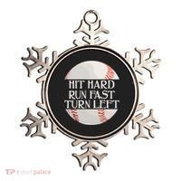Hit Hard Run Fast Turn Left Funny Baseball Ornament thumb 0