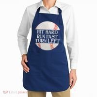 Hit Hard Run Fast Turn Left Funny Baseball Apron thumb 2