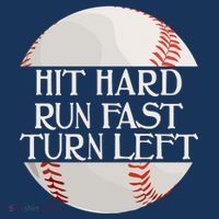 Hit Hard Run Fast Turn Left Funny Baseball Polo thumb 2