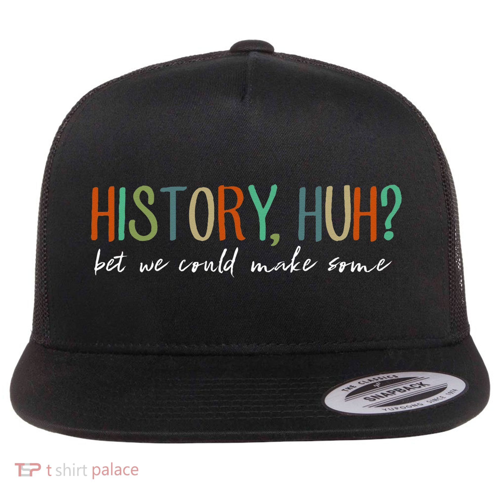 History Huh Red White And Royal Blue Flat Bill Trucker Hat