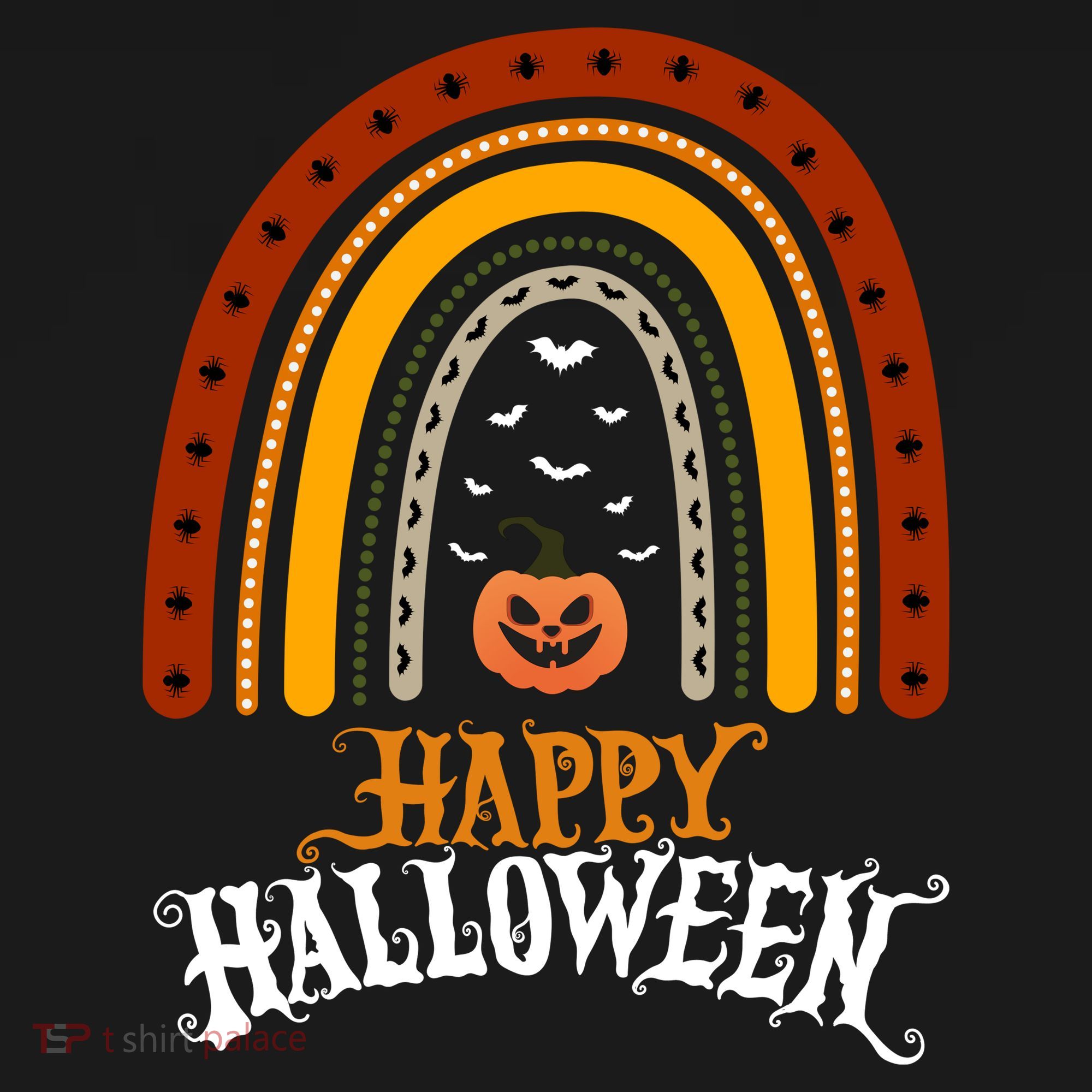 Happy Halloween Rainbow Pumpkin USA-Made Doggie Bandana