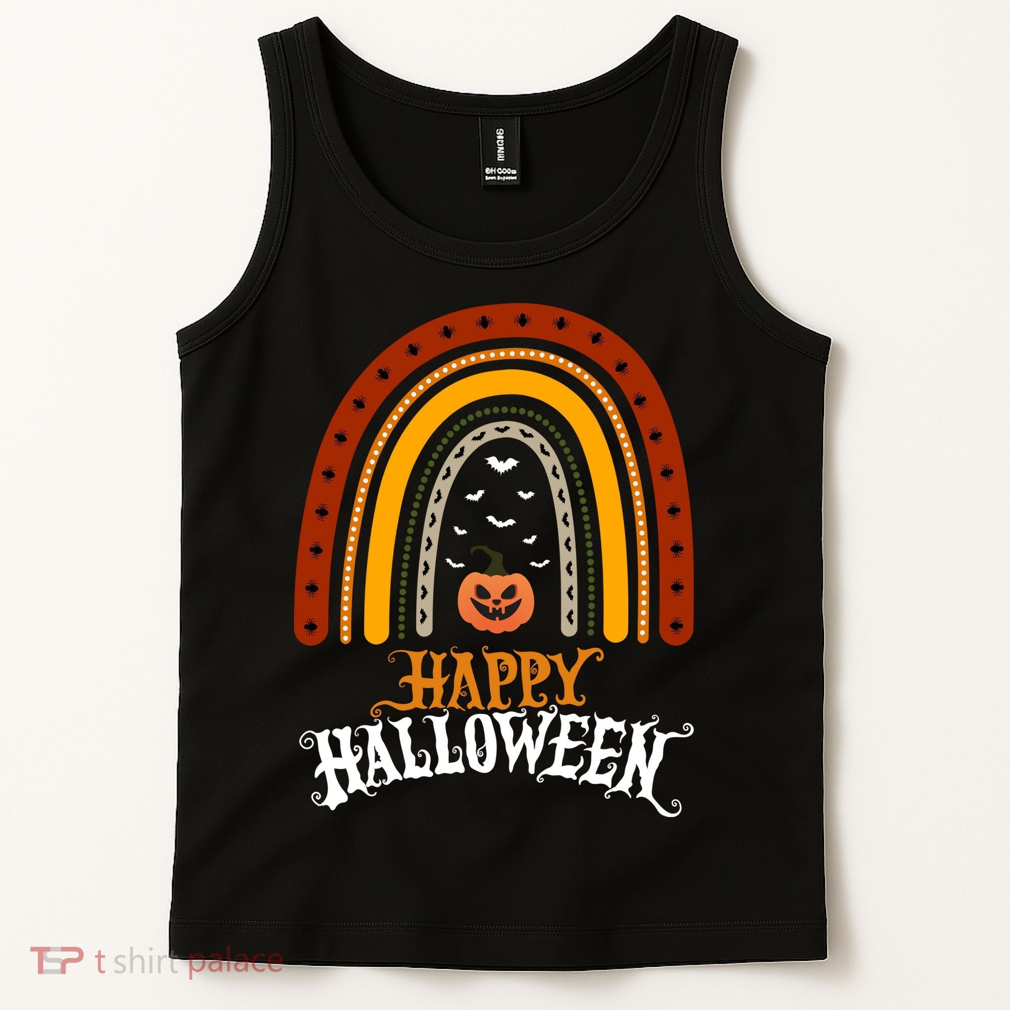 Happy Halloween Rainbow Pumpkin Tank Top