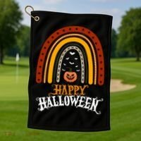 Happy Halloween Rainbow Pumpkin Golf Towel thumb 1