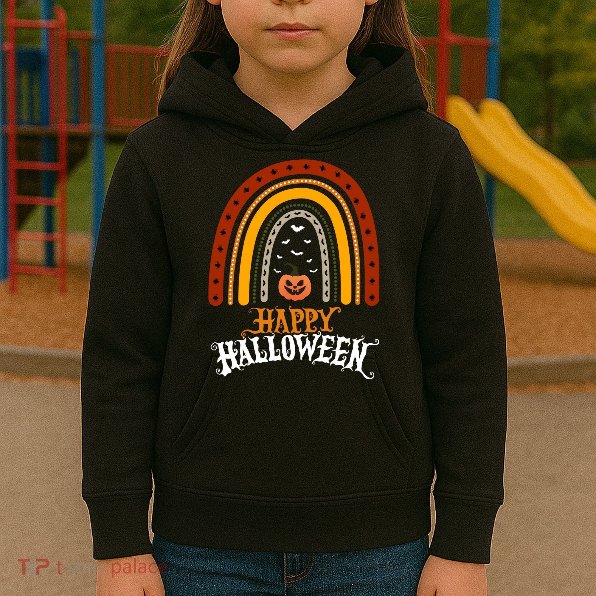 Happy Halloween Rainbow Pumpkin Kids Hoodie