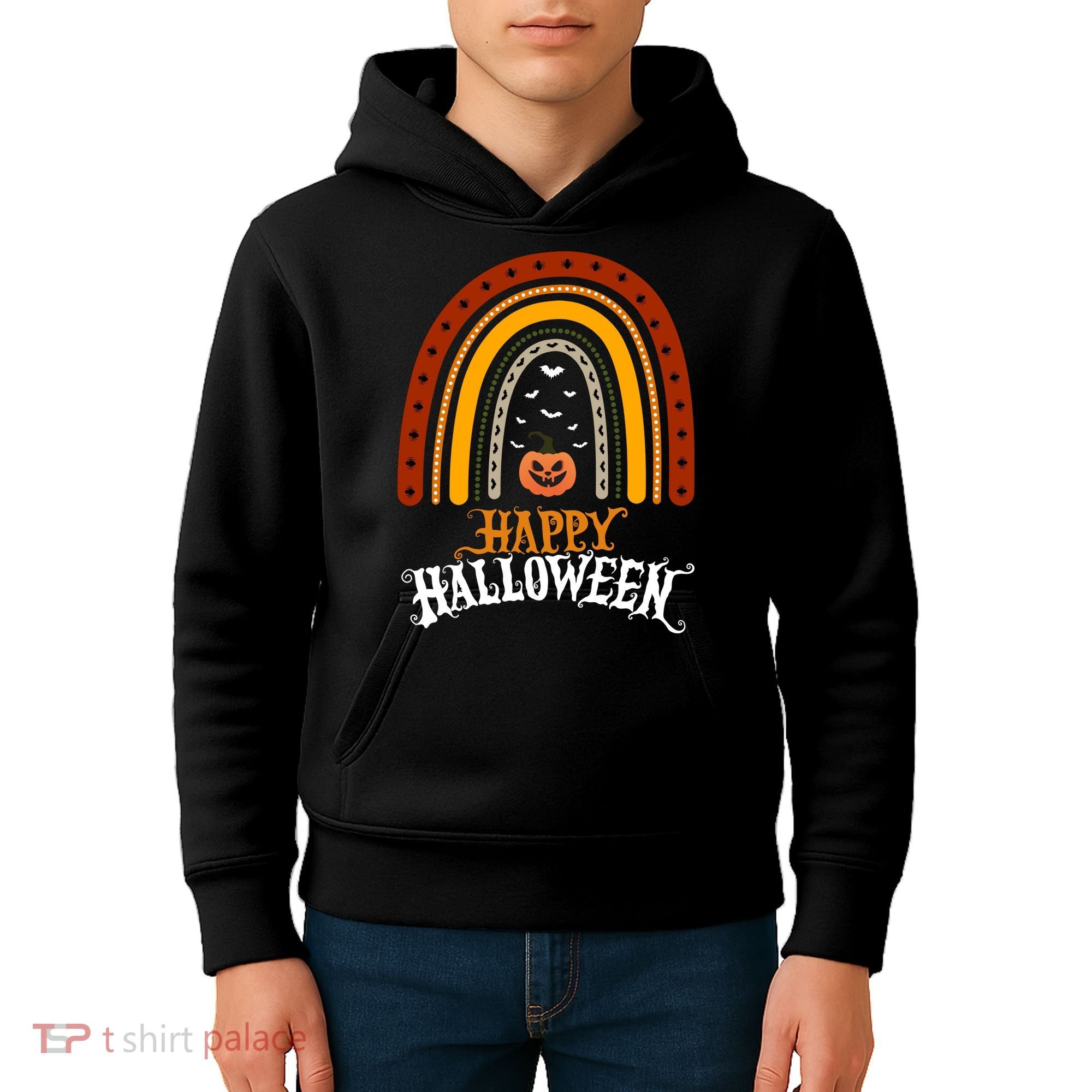 Happy Halloween Rainbow Pumpkin Kids Hoodie