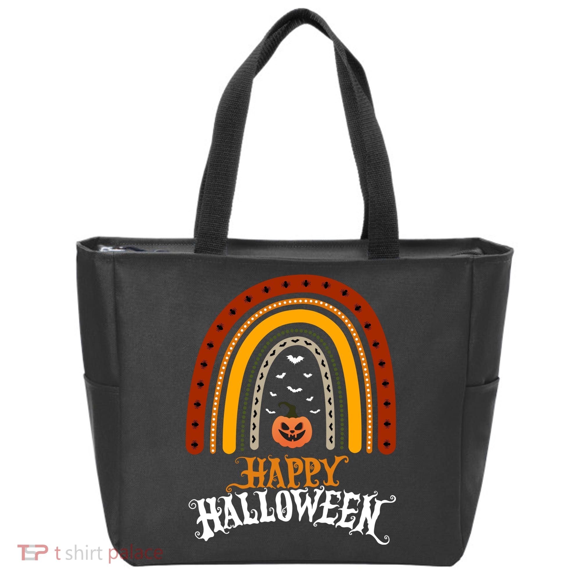 Happy Halloween Rainbow Pumpkin Tote Bag