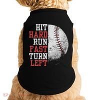 Hit Hard Run Fast Turn Left Funny Baseball Player Fan Funny Doggie Tank thumb 0
