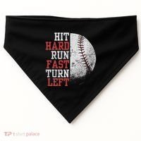 Hit Hard Run Fast Turn Left Funny Baseball Player Fan Funny USA-Made Doggie Bandana thumb 0
