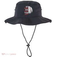 Hit Hard Run Fast Turn Left Funny Baseball Player Fan Funny Bucket Hat thumb 0
