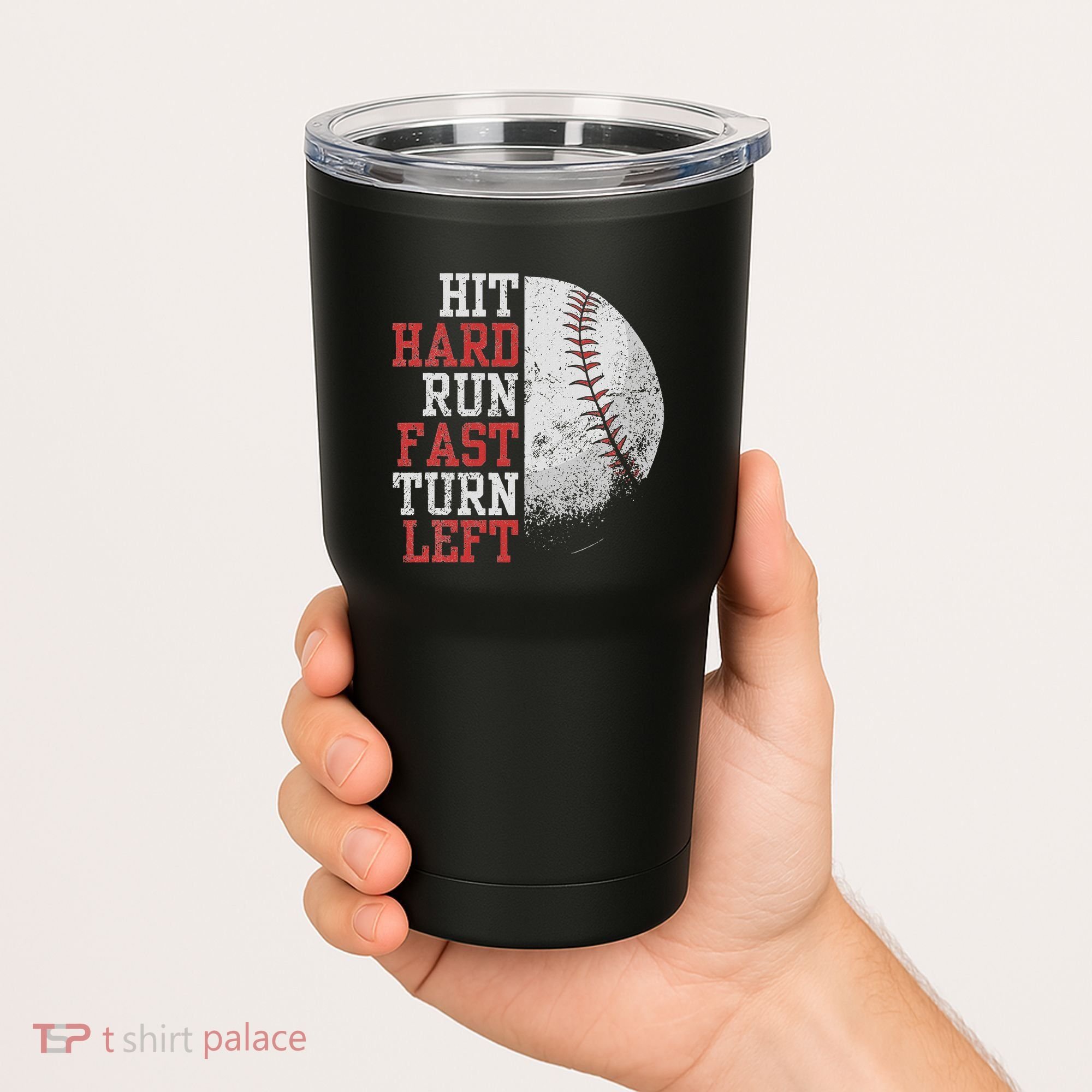 Hit Hard Run Fast Turn Left Funny Baseball Player Fan Funny Tumbler