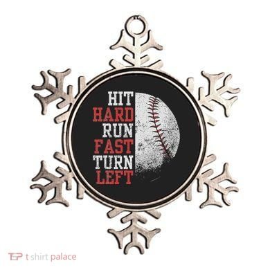 Hit Hard Run Fast Turn Left Funny Baseball Player Fan Funny Ornament