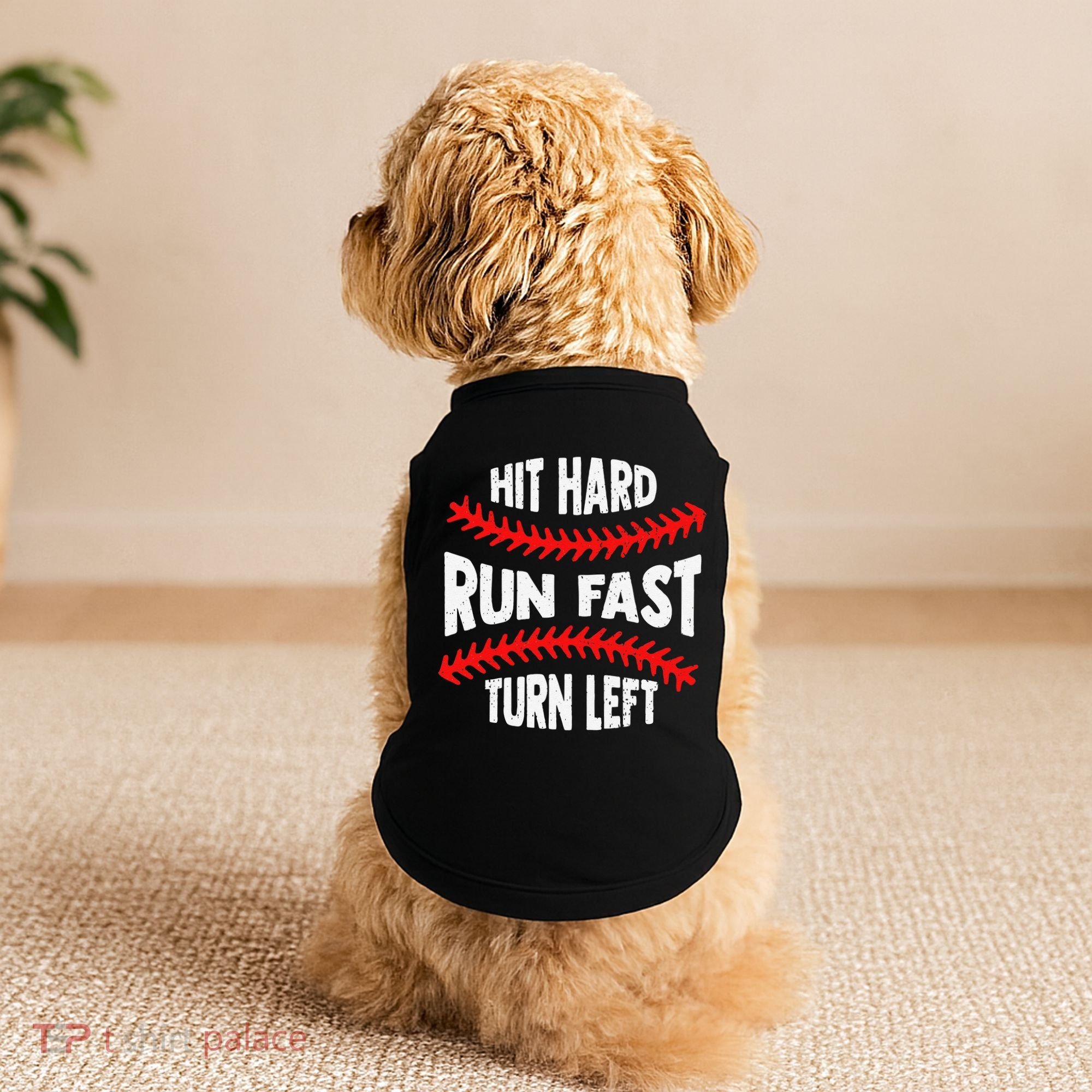 Hit Hard Run Fast Turn Left For A Baseball Player Doggie Tank