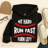 Hit Hard Run Fast Turn Left For A Baseball Player Hoodie thumb 4