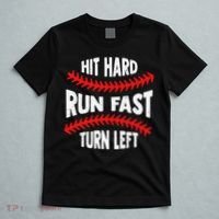 Hit Hard Run Fast Turn Left For A Baseball Player T-Shirt thumb 5