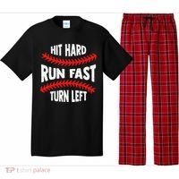Hit Hard Run Fast Turn Left For A Baseball Player Pajama Set thumb 0