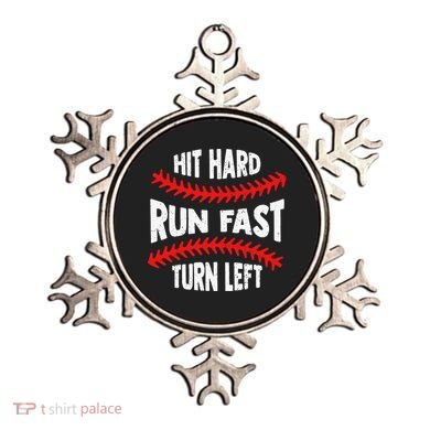 Hit Hard Run Fast Turn Left For A Baseball Player Ornament