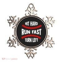 Hit Hard Run Fast Turn Left For A Baseball Player Ornament thumb 0
