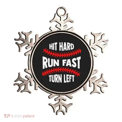 Hit Hard Run Fast Turn Left For A Baseball Player Ornament