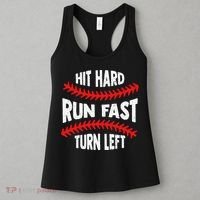 Hit Hard Run Fast Turn Left For A Baseball Player Women's Tank Top thumb 3