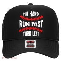 Hit Hard Run Fast Turn Left For A Baseball Player Hat thumb 0