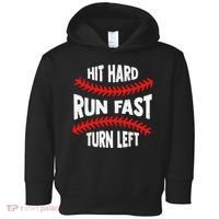 Hit Hard Run Fast Turn Left For A Baseball Player Toddler Hoodie thumb 0