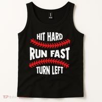 Hit Hard Run Fast Turn Left For A Baseball Player Tank Top thumb 2