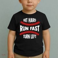 Hit Hard Run Fast Turn Left For A Baseball Player Toddler T-Shirt thumb 2