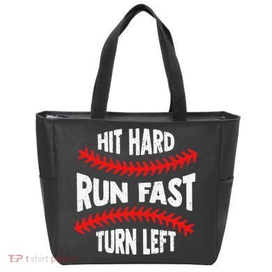 Hit Hard Run Fast Turn Left For A Baseball Player Tote Bag