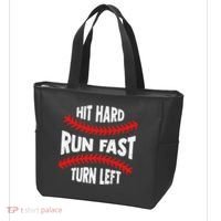 Hit Hard Run Fast Turn Left For A Baseball Player Tote Bag thumb 3