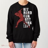 Hit Hard Run Fast Turn Left Funny Baseball Player Cute Gift Women's Sweatshirt thumb 0