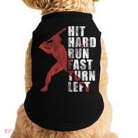 Hit Hard Run Fast Turn Left Funny Baseball Player Cute Gift Doggie Tank thumb 0