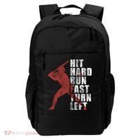 Hit Hard Run Fast Turn Left Funny Baseball Player Cute Gift Backpack thumb 0
