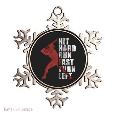 Hit Hard Run Fast Turn Left Funny Baseball Player Cute Gift Ornament