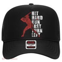 Hit Hard Run Fast Turn Left Funny Baseball Player Cute Gift Hat thumb 0